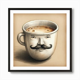 Coffee Cup With Mustache 2 Art Print