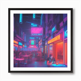 Cafe In the Rain Art Print