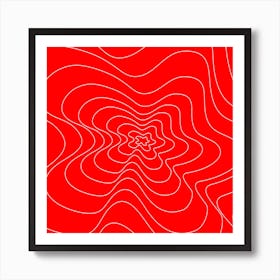 Abstract Red Wavy Pattern Art Print