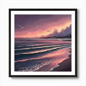 Sunset At The Beach Art Print