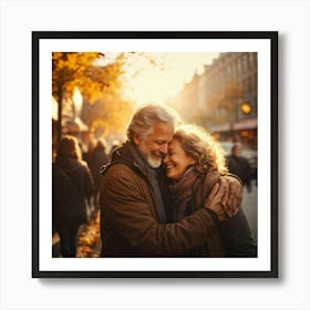 A Warm Spontaneous Hug Exchanged Between Two Old Friends Their Smiles Radiating Gratitude And Mutu 2 2 Art Print