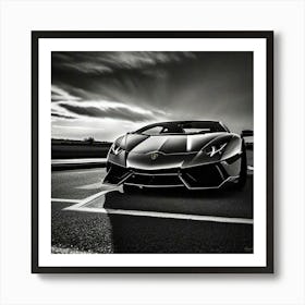 Black And White Lamborghini 1 Art Print