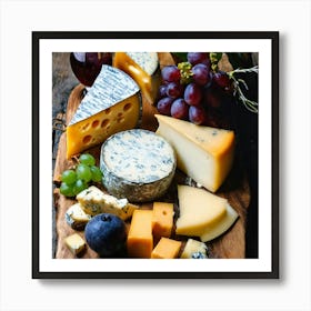 Cheese And Grapes Art Print