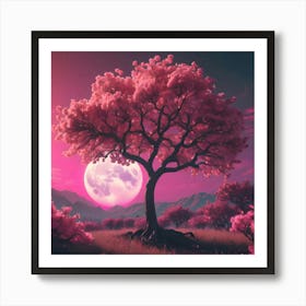 Pink Cherry Blossom Tree Art Print