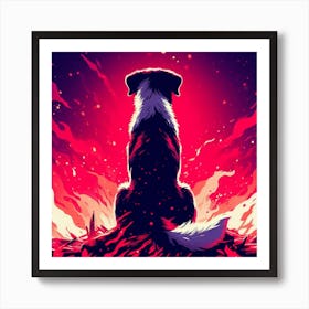 Dog In Flames Art Print