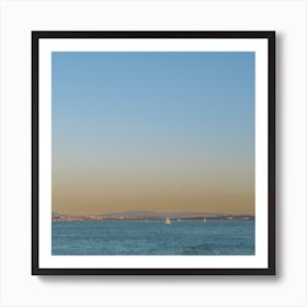 Summertime On The Waterfront  Taag, Lisbon, Portugal   Pastel Color Travel Photography Square Art Print