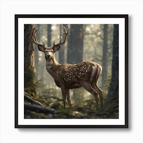 Deer In The Forest 114 Art Print