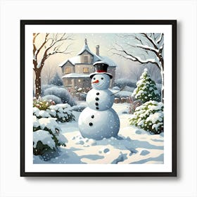 Snowy Holiday Greetings Art Print