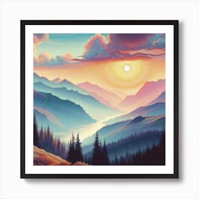 Sunrise in the mountains Art Print