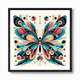 Colourful Block Print Butterfly Abstract I Art Print