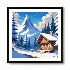 Winter Cabin In The Mountains 3 Art Print