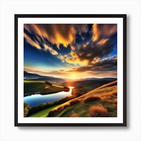 Sunset Over A Lake Art Print