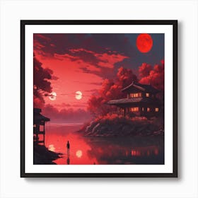 Red Moon In The Sky Art Print