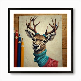 Deer Drawing 2 Art Print