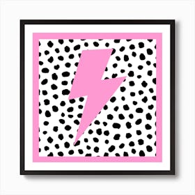 Pink Preppy Lightning Bolt Dalmatian Spots Art Print