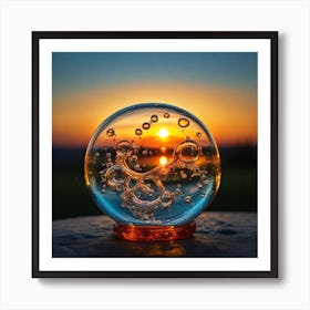 Water Bubbles In A Glass Ball Art Print
