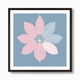 A White And Pink Flower In Minimalist Style Square Composition 205 Art Print