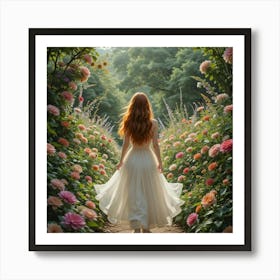 Girl In A Garden Art Print