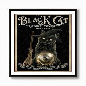 Black Cat goth art Art Print