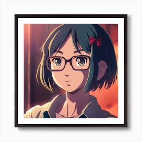 Anime Girl With Glasses Art Print