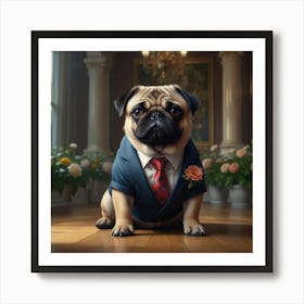 Pug In A Suit 1 Art Print