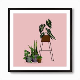 Plants Leaves Drawing Boho Bohemian Nature Art Print