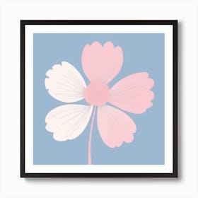 A White And Pink Flower In Minimalist Style Square Composition 612 Art Print