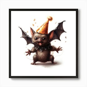 Bat In A Party Hat Art Print