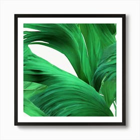 Aesthetic style, Green waves of palm leaf 4 Art Print