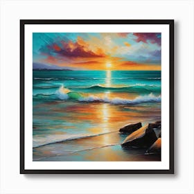 Sunset At The Beach 759 Art Print