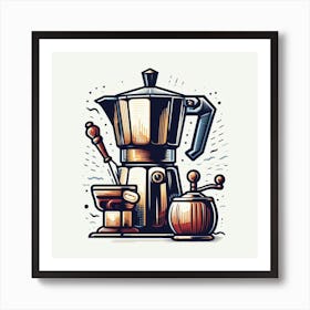 Illustration Of A Coffee Maker Art Print