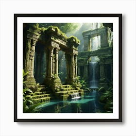 Ancient Temple Ruins In The Jungle Art Print