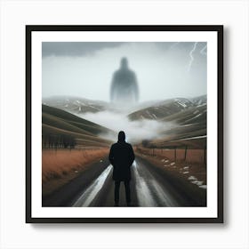 Man Standing On A Road 2 Art Print