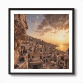 Sunset In A Village Art Print