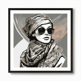 Fashion Girl In Scarf Art Print