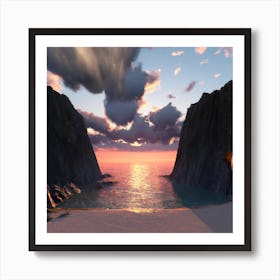 Sunset At The Beach Art Print