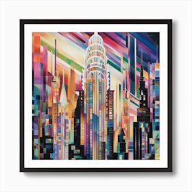 Art Deco towering skyscrapers Art Print