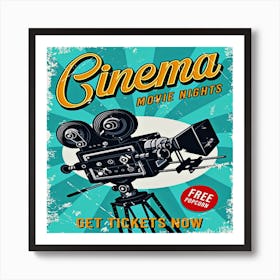 cinema poster, Cinema Movie Nights Art Print