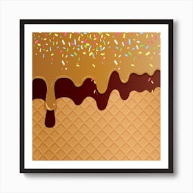 Ice Cream Waffle Vector 3 Art Print