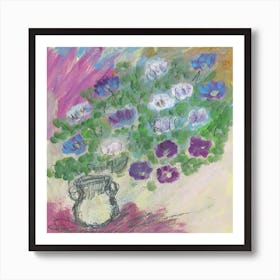 Floral Arrangement hand painted floral flowers square impressionism expressive maximalism square bedroom living room kitchen Art Print