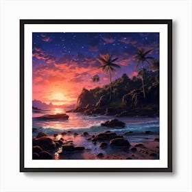 Sunset At The Beach 2 Art Print