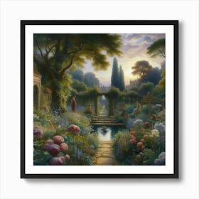 Garden At Dusk 2 Art Print