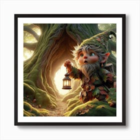 Gnome In The Forest 1 Art Print