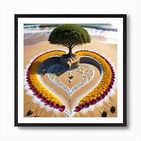 Heart Tree On The Beach 1 Art Print