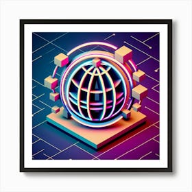 3d World Globe Art Print