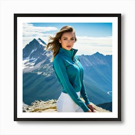 Woman On Top Of A Mountain 4 Art Print