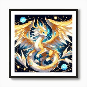 A Golden Dragon In The Galaxies 4 Art Print