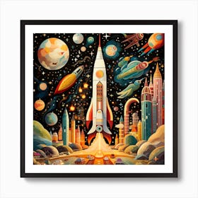 Space Rocket Art Print