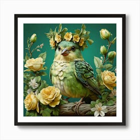 Bird With Flowers 1 Art Print