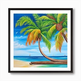 Palm Trees On The Beach 4 Art Print